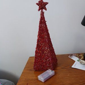 Vintage Christmas Tree Tabletop Avon Red Lightup Battery Operated Original Box